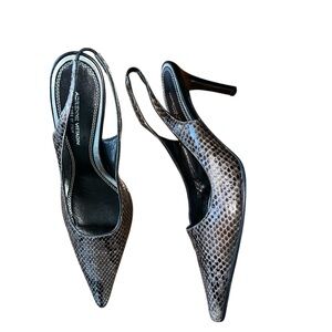 Adrienne Vittadini Leather Snakeskin Slingback Heels Womens 7M  Pointed Toe